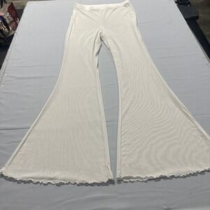 Wild Fable White Sheer Mesh Flare Pants High Rise Lettuce Edge Small
